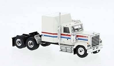 1980 GMC General Sleeper-Cab Tractor - Assembled -- White, Blue, Red, HO, Brekina Automodelle 85783
