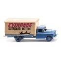 1955-1956 Chevrolet Box Truck - Assembled -- Evinrude (blue, beige, red), HO, Wiking 44402