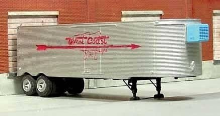 1951-1955 Fruehauf 34′ Stainless Steel West Coast Reefer Trailer - Resin Kit -- Unpainted wi, HO, Sylvan Scale Models T0221