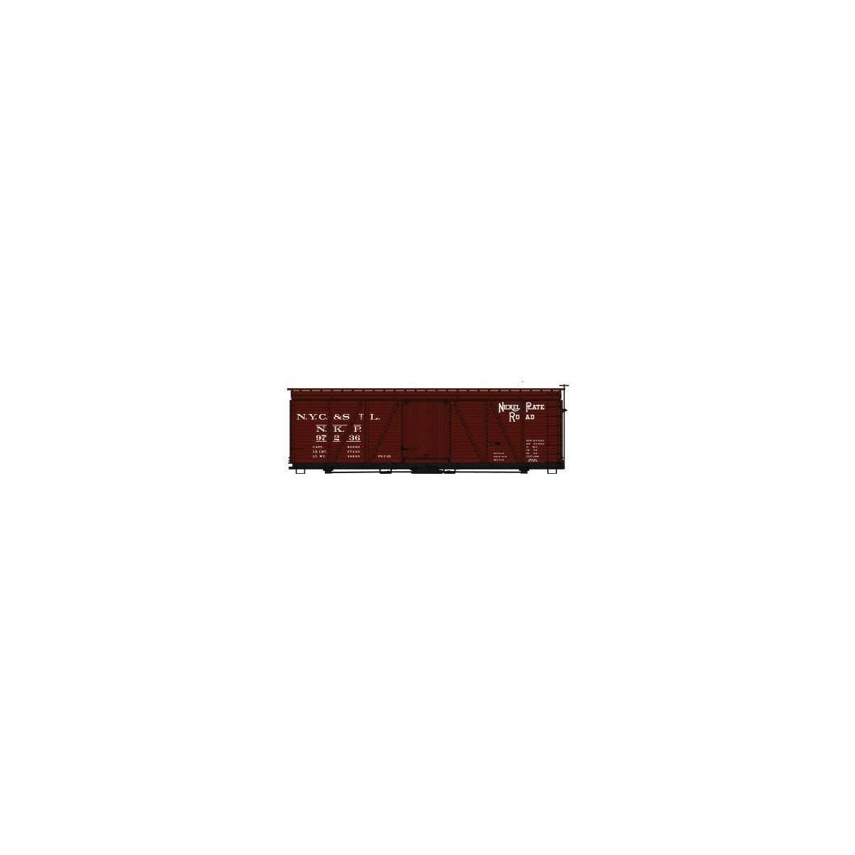 Fowler 36′ Wood Boxcar - Kit -- Nickel Plate 97236 (Boxcar Red), HO, Accurail Inc 81401