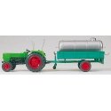 Farm Machinery - Tractors - Deutz -- D 6206 w/Single Axle Trailer Carrying Manure Tank, HO, Preiser Kg 17937