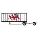 28` Pup Van Trailer with Converter Dolly - Assembled -- Saia 4 (white, red `LTL Freight` Slogan), N, Trainworx Inc 4289204