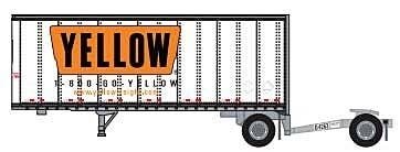 28′ Pup Van Trailer with Converter Dolly - Assembled -- Yellow 5 (white, Orange Stripe Billboard , N, Trainworx Inc 4288505