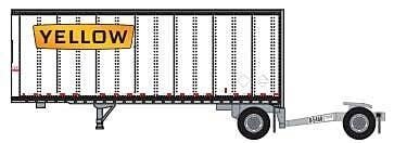 28′ Pup Van Trailer with Converter Dolly - Assembled -- Yellow 8 (white, orange Wide Lettering Lo, N, Trainworx Inc 4288508
