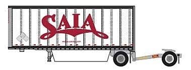 28′ Pup Van Trailer with Converter Dolly - Assembled -- Saia 1 (white, red), N, Trainworx Inc 4289201