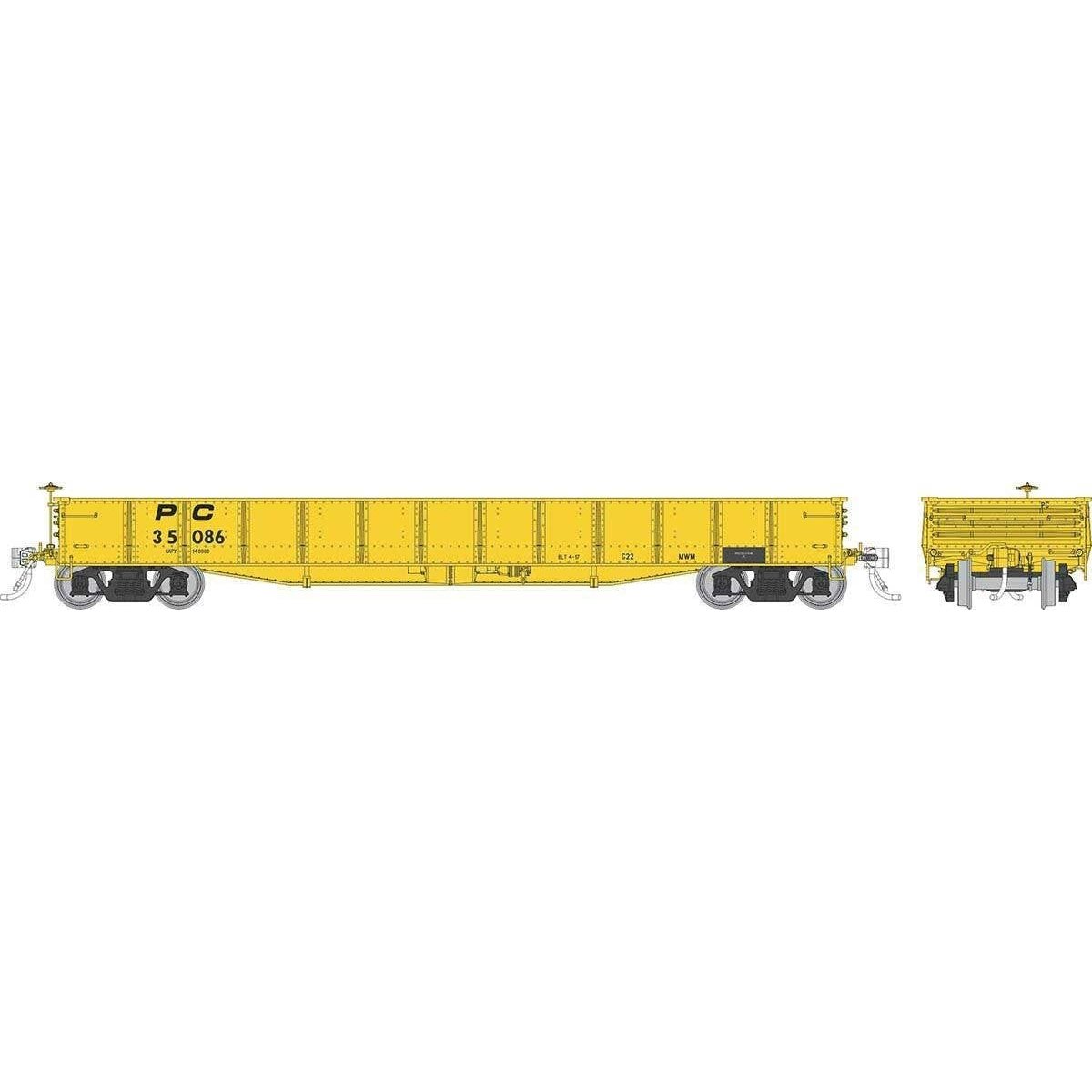 Class G22 Steel Gondola - Ready to Run -- Penn Central (MOW yellow, Three-Rib End), HO, Rapido Trains Inc 194008A