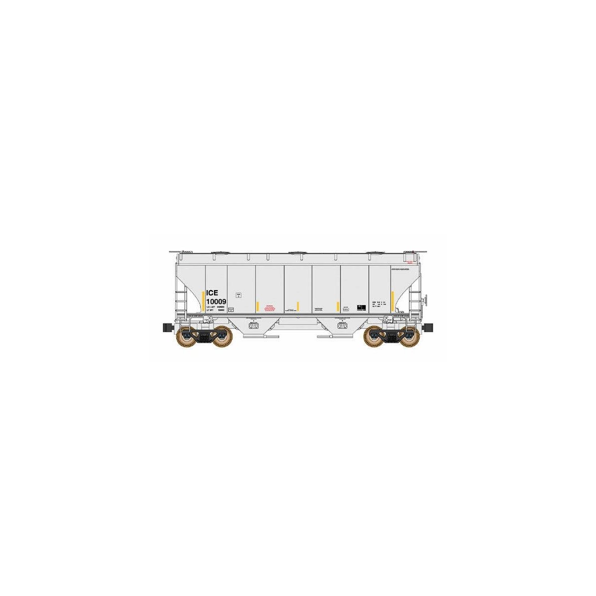 Trinity 3281 2-Bay Covered Hopper - Ready to Run -- Iowa, Chicago & Eastern (gray, yellow Conspicuity Markings), N, Intermountai