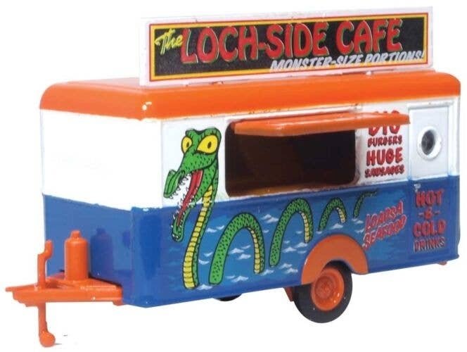 Concession Trailer - Assembled -- Loch Side Cafe (blue, white, brown, red), HO, Oxford Diecast 87TR020