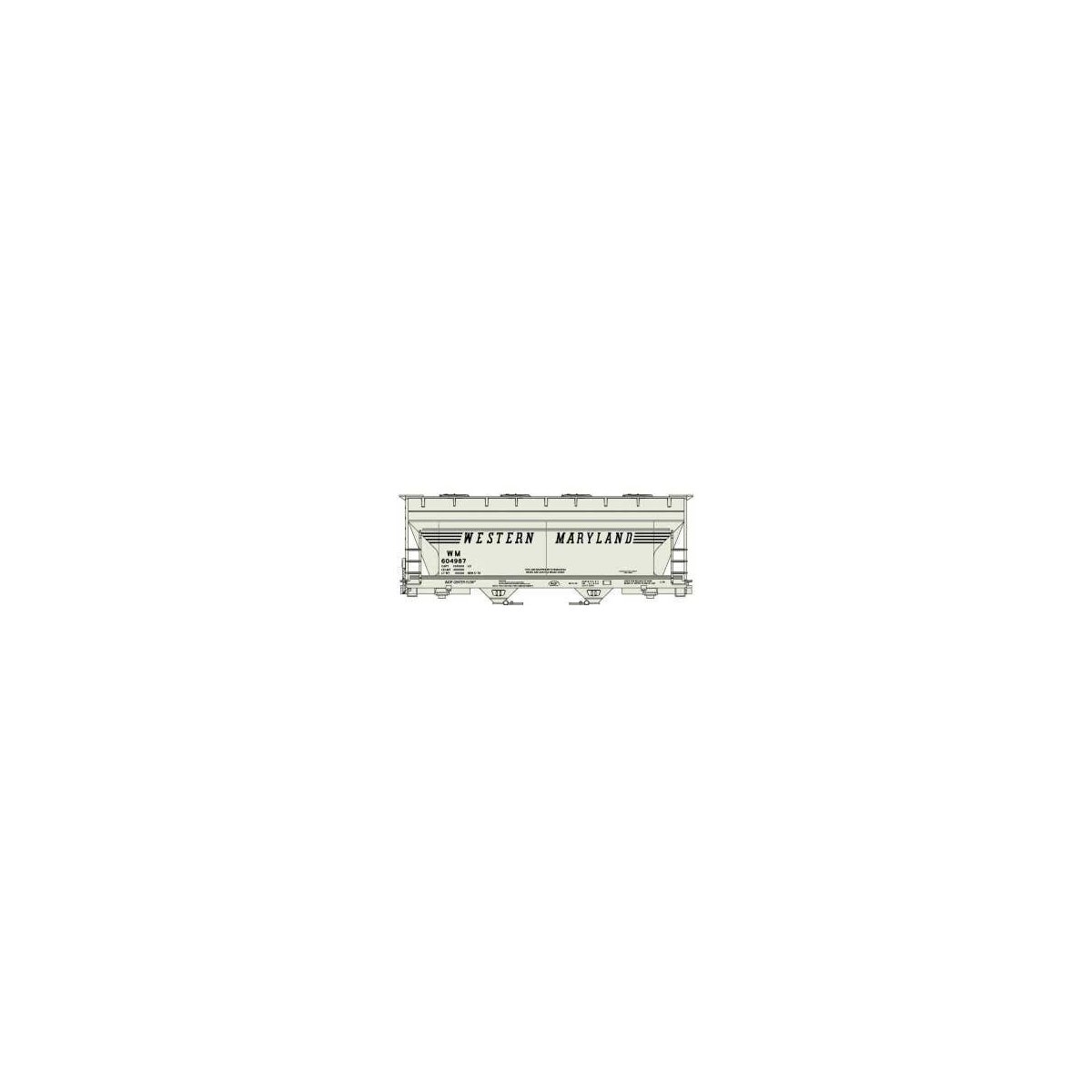 ACF 2-Bay Covered Hopper - Kit -- Western Maryland 604987 (gray, Speed Lettering), HO, Accurail Inc 2217