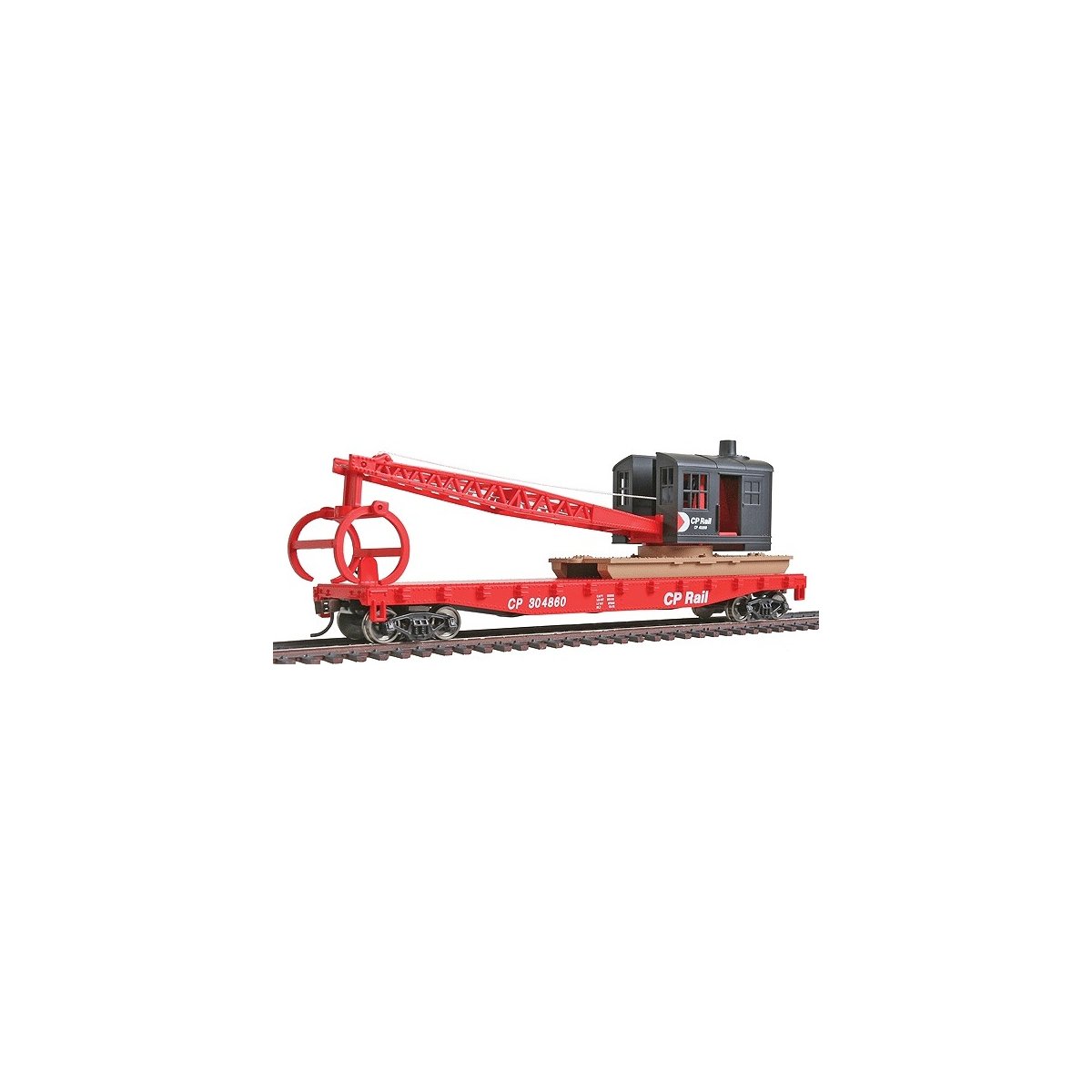 Flatcar with Logging Crane - Ready to Run -- Canadian Pacific (red, black Multimark Logo), HO, WalthersTrainline 1781
