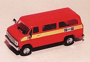 Chevrolet Van SDA - Emergency - Fire Vehicles -- Fire Stockholm 102 (red, Yellow Stripe ′Call, HO, Trident Miniatures 90210