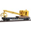 Flatcar with Logging Crane - Ready to Run -- Chessie System B&O (blue, yellow), HO, WalthersTrainline 1782
