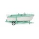 1961-1965 Motor Boat on Trailer - Assembled -- White, Mint Green, HO, Wiking 9503