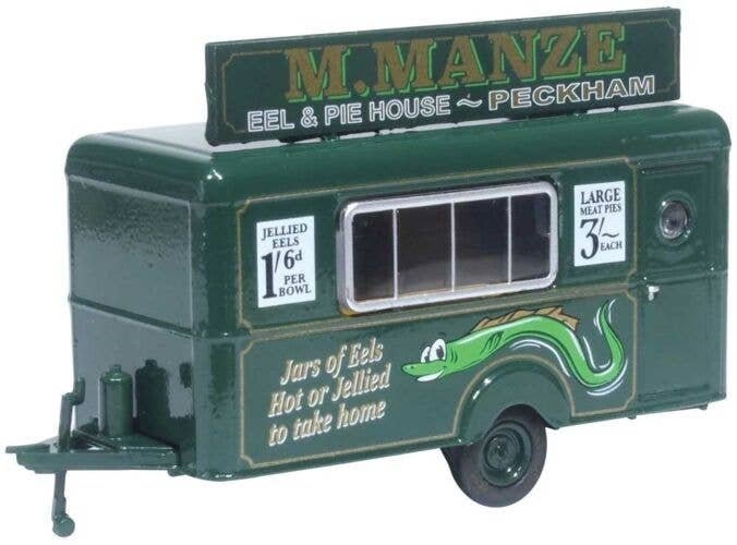 Concession Trailer - Assembled -- M Manze Jellied Eels (green), HO, Oxford Diecast 87TR018