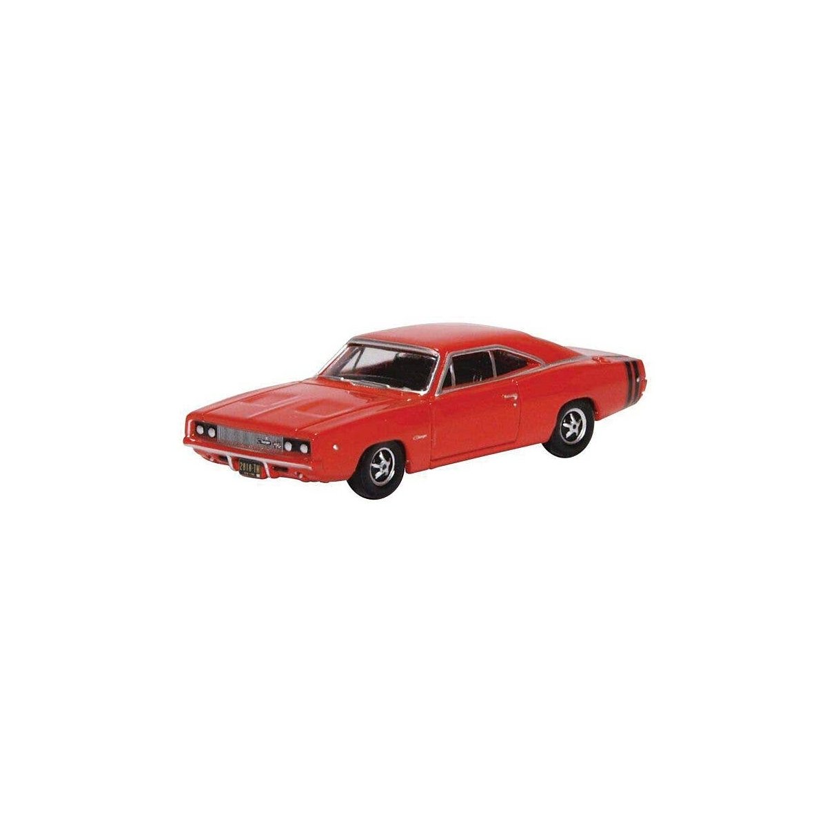 1968 Dodge Charger - Assembled -- Red, Black, HO, Oxford Diecast 87DC68001