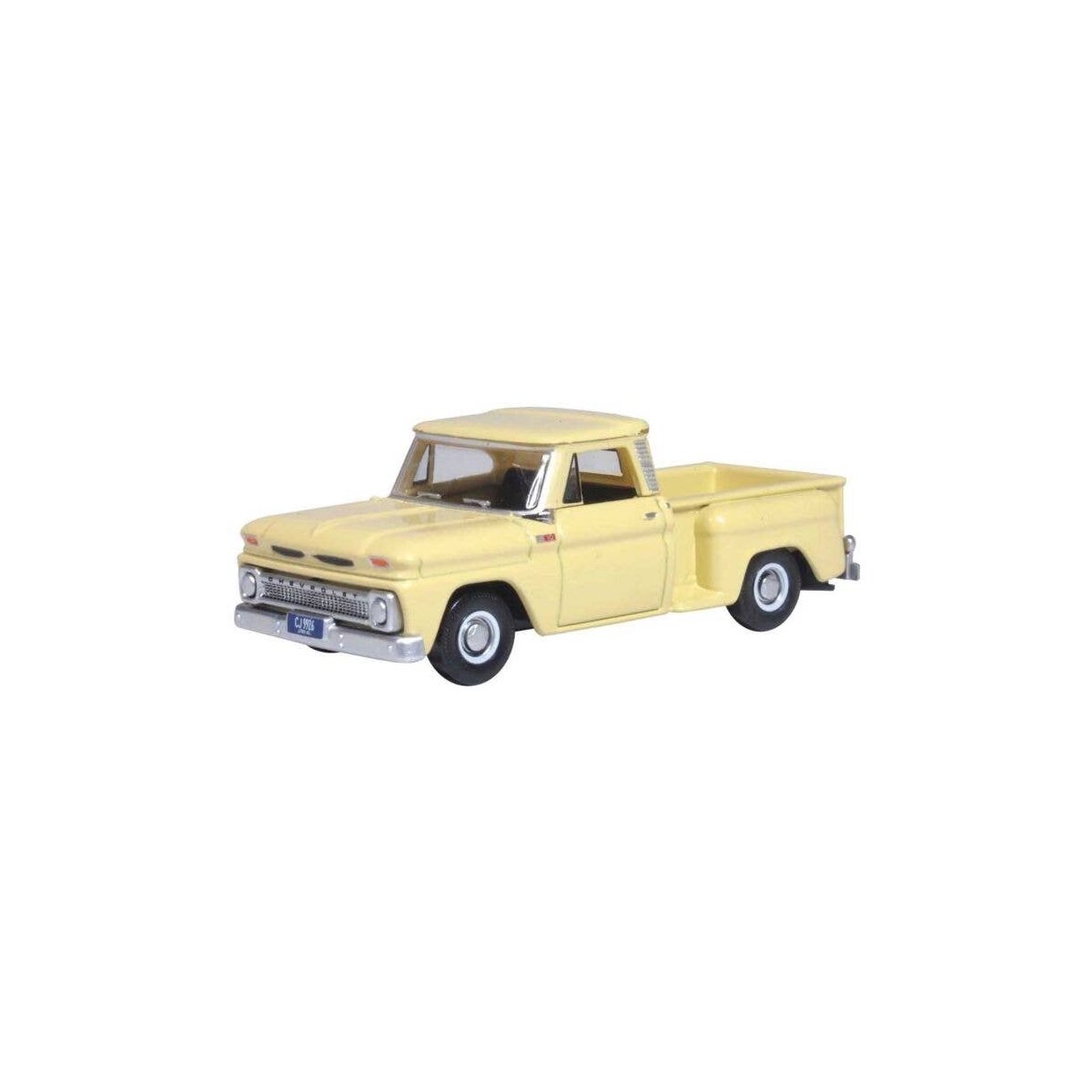 1965 Chevrolet Stepside Pickup - Assembled -- Yellow, HO, Oxford Diecast 87CP65007