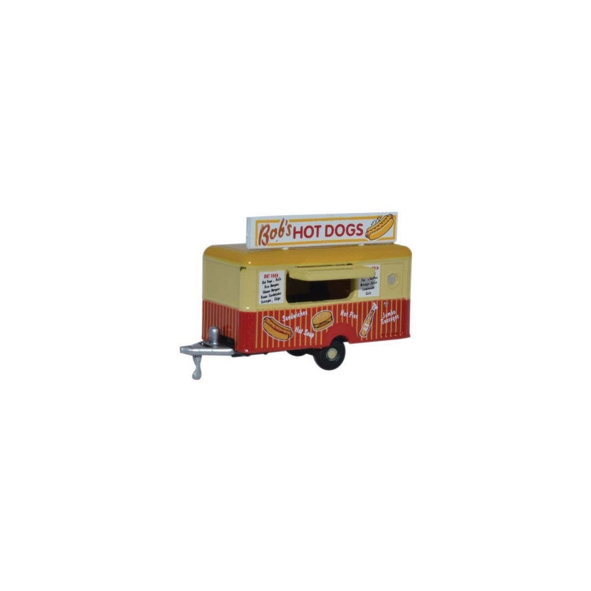Concession Trailer - Assembled -- Bobs Hot Dogs (beige, red), N, Oxford Diecast NTRAIL001