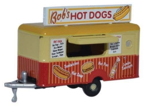 Concession Trailer - Assembled -- Bobs Hot Dogs (beige, red), N, Oxford Diecast NTRAIL001