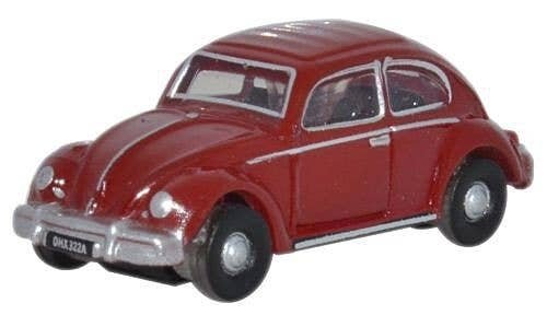 1960s Volkswagen Beetle - Assembled -- Ruby Red, N, Oxford Diecast NVWB002