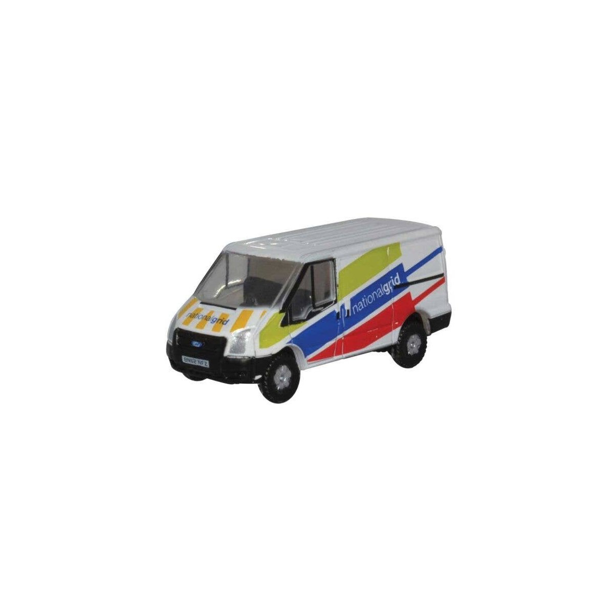 Ford Transit Van with Short Wheelbase, Low Roof - Assembled -- National Grid (white, green, purpl, N, Oxford Diecast NFT035
