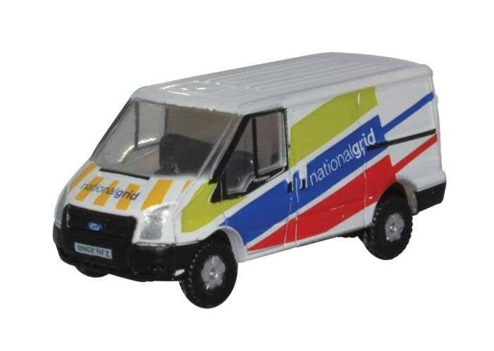 Ford Transit Van with Short Wheelbase, Low Roof - Assembled -- National Grid (white, green, purpl, N, Oxford Diecast NFT035