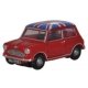 Austin Mini - Assembled -- Red w/Union Jack Roof, N, Oxford Diecast NMN001