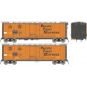Class R-40-27 Steel Reefer - Ready to Run -- Pacific Fruit Express Set 1 (1970s Scheme, orange, black, silver, Large Let, HO, Ra