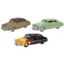 1949 Mercury 8 Coupe 3-Pack - Assembled -- 70th Anniversary Set (1 Each: green, beige, Black w, HO, Oxford Diecast 87SET002