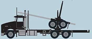Kenworth T800 Log Truck with Trailer - Assembled -- Black, N, Trainworx Inc 48081