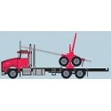 Kenworth T800 Log Truck with Trailer - Assembled -- Red, Black, N, Trainworx Inc 48083