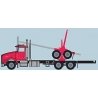 Kenworth T800 Log Truck with Trailer - Assembled -- Red, Black, N, Trainworx Inc 48083