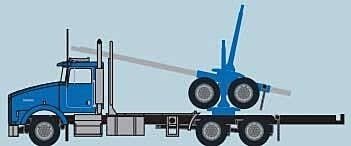 Kenworth T800 Log Truck with Trailer - Assembled -- Blue, Black, N, Trainworx Inc 48084