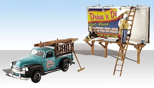 AutoScenes (R) - Assembled -- Sign Slingers pkg(2), HO, Woodland Scenics 5556