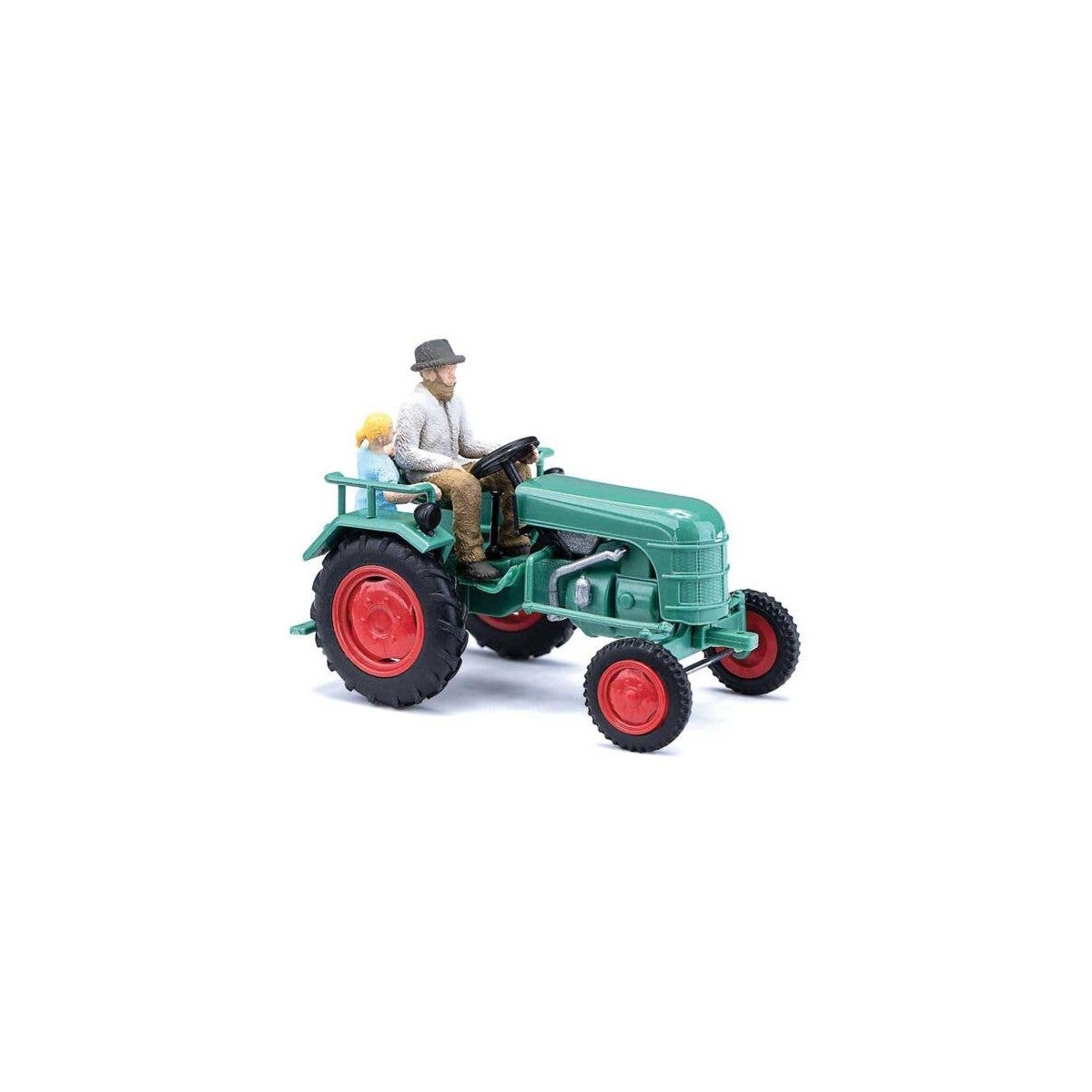 1953 Kramer KL 11 Farm Tractor w/Figures - Assembled -- Green, Red, HO, Busch Gmbh & Co Kg 40072