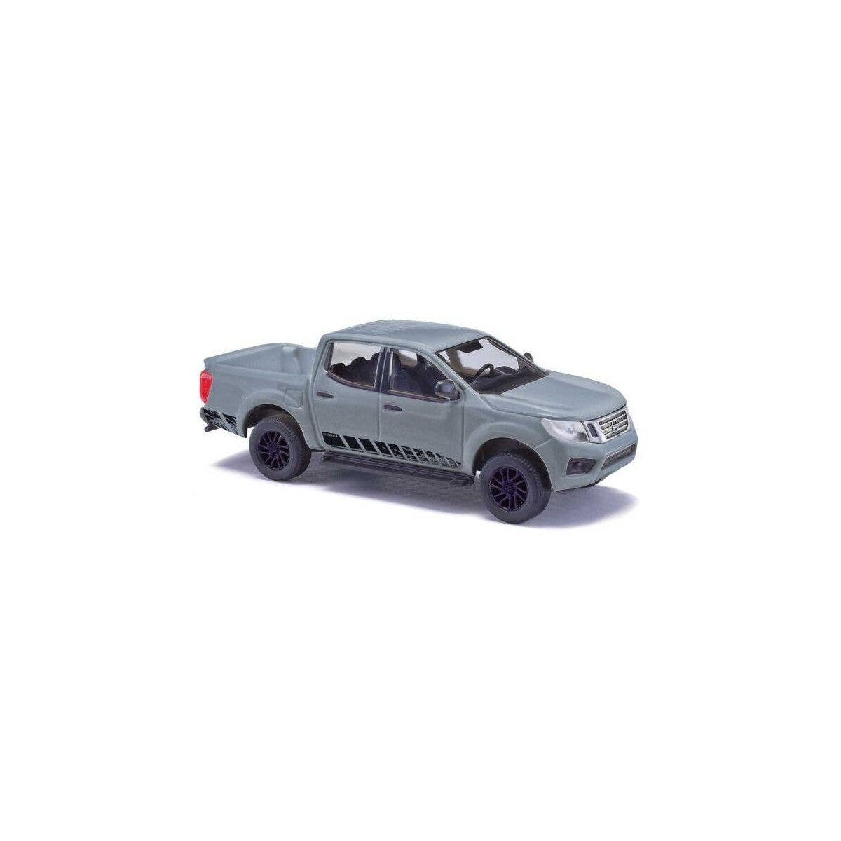 2015 Nissan Navara Crew-Cab Pickup Truck - Assembled -- Gray, Black, HO, Busch Gmbh & Co Kg 53711