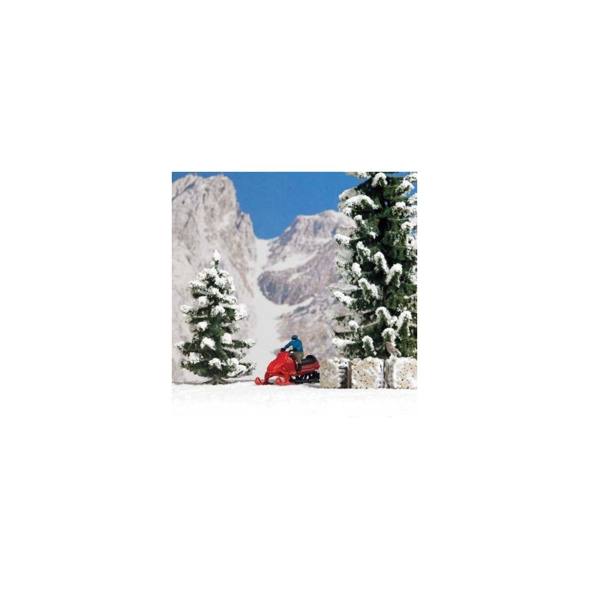 Snowmobile with Figure - Assembled -- Red, HO, Busch Gmbh & Co Kg 7818
