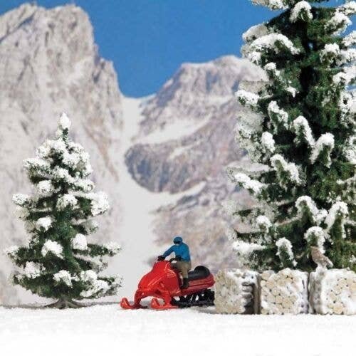 Snowmobile with Figure - Assembled -- Red, HO, Busch Gmbh & Co Kg 7818