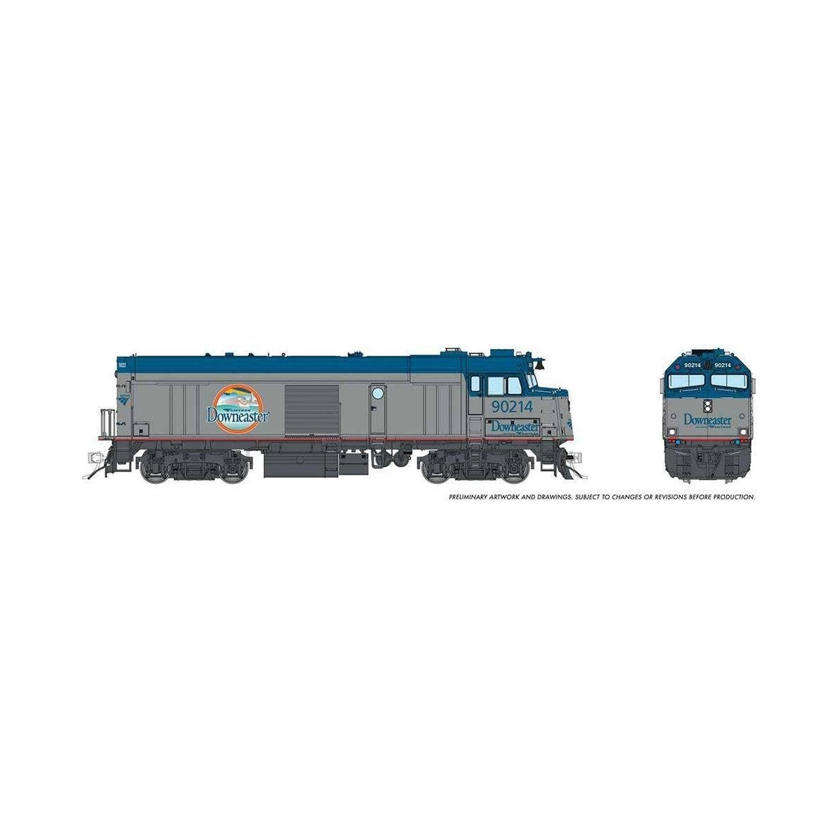 Amtrak NPCU Cabbage Cab Car - Sound and DCC -- Amtrak 90214 (Phase V Downeaaster Scheme, silver, blue), HO, Rapido Trains Inc 81