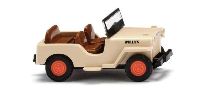 1949-1953 Willys Jeep CJ-3A SUV - Assembled -- Beige, Brown, HO, Wiking 1001