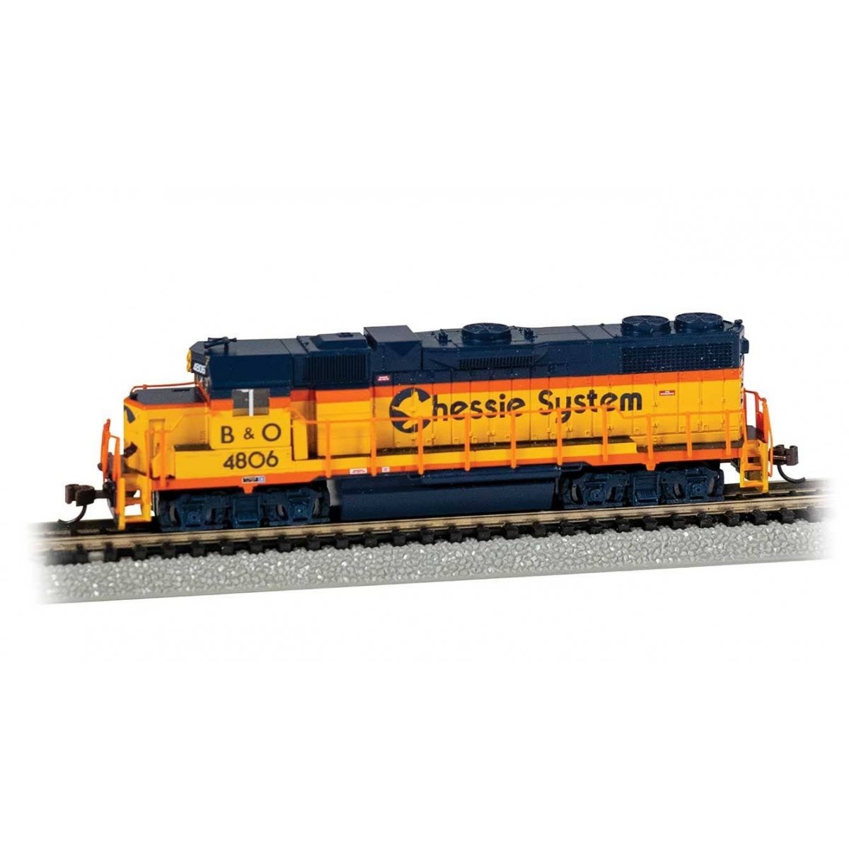 EMD GP38-2 Dynamic Brakes - Standard DC -- Chessie System 4806 (yellow, blue, vermillion), N, Bachmann Industries 61752