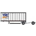 28′ Pup Van Trailer with Converter Dolly - Assembled -- YRC Freight 2 (white, orange, blue), N, Trainworx Inc 4289004