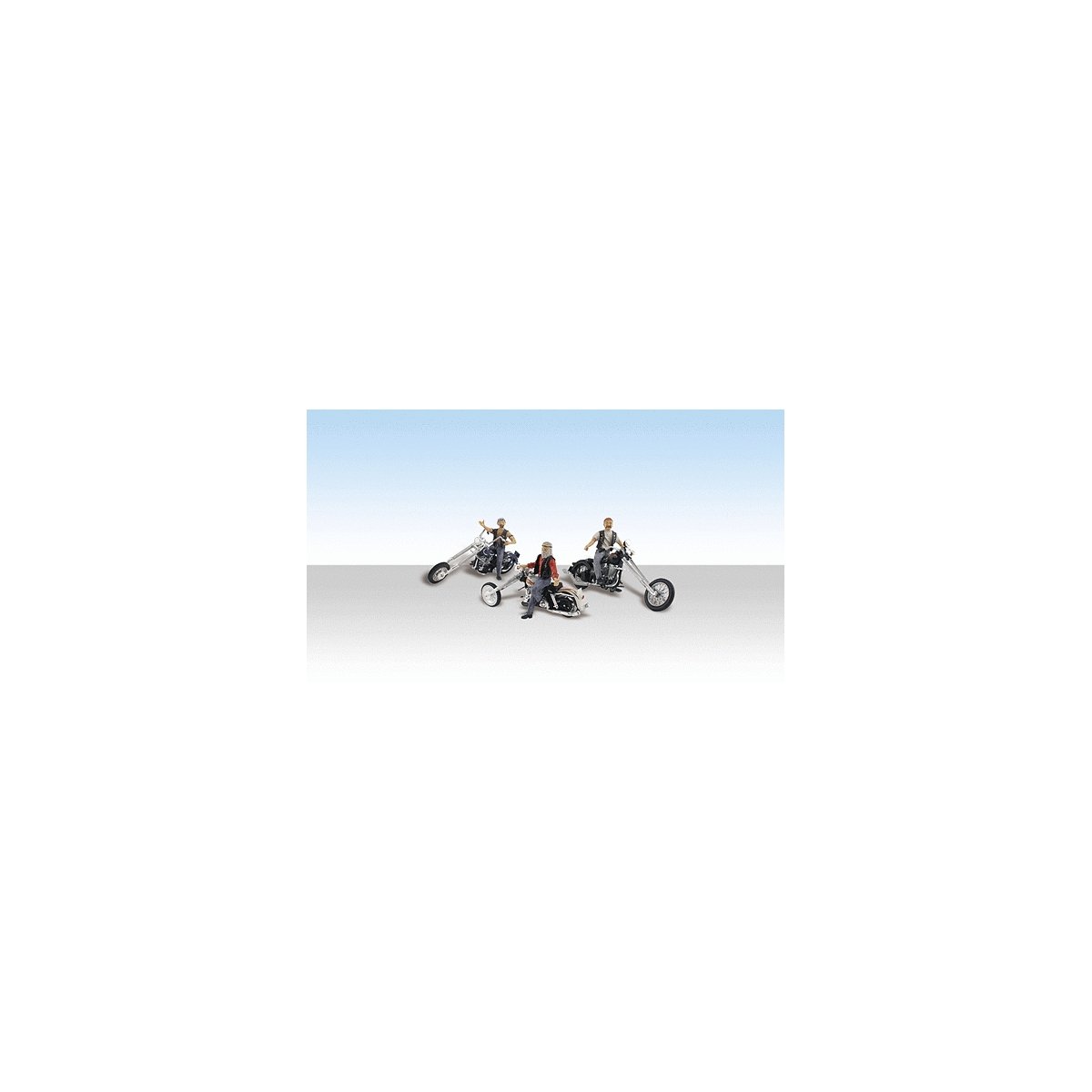 AutoScenes(R) -- Bad Boy Bikers pkg(3), HO, Woodland Scenics 5554