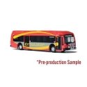 Proterra ZX-5 Bus - Assembled -- Washington DC Circulator (red, yellow, gray), HO, Iconic Replicas 870309