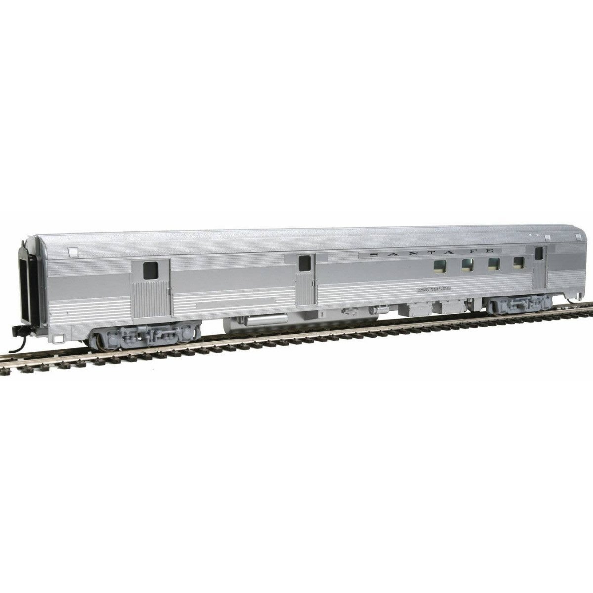 85′ Budd Baggage-Railway Post Office - Ready To Run -- Santa Fe (silver), HO, WalthersMainline 30302