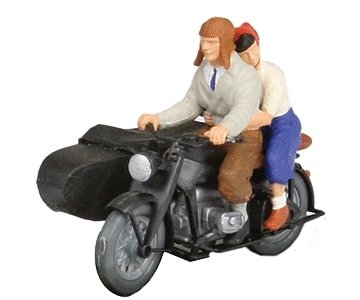 Motorcycle Zundapp KS 750 -- With Riders, HO, Preiser Kg 28148