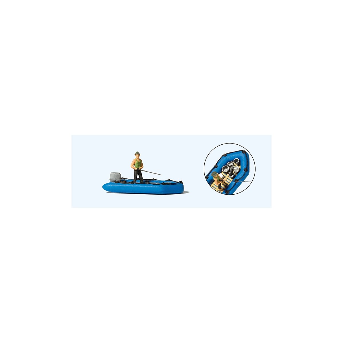 Dinghy w/Fisherman/Angler -- Blue, HO, Preiser Kg 10687