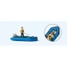 Dinghy w/Fisherman/Angler -- Blue, HO, Preiser Kg 10687