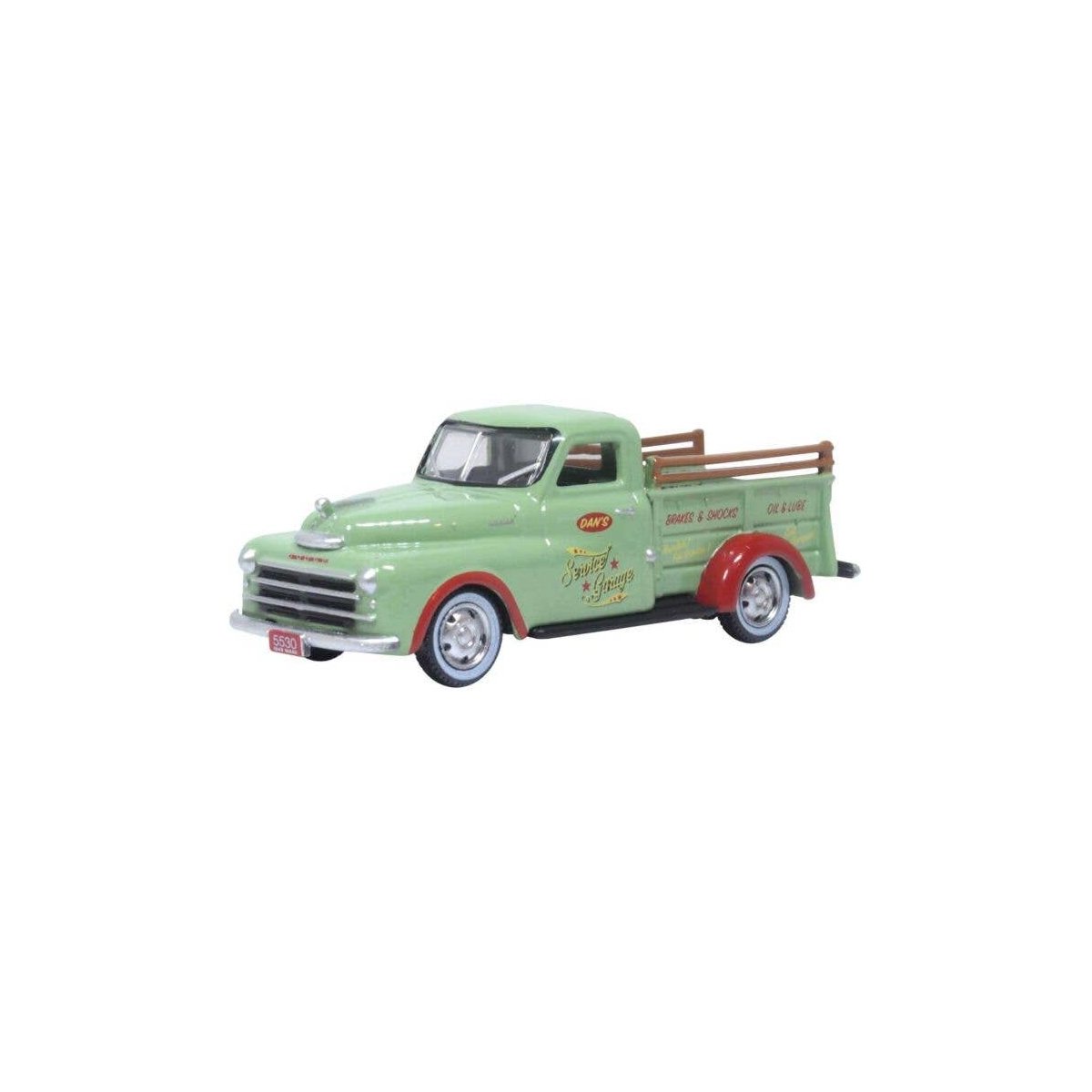 1948 Dodge B-1B Pickup Truck - Assembled -- Dans Service Garage (green, red), HO, Oxford Diecast 87DP48003