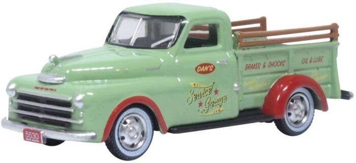 1948 Dodge B-1B Pickup Truck - Assembled -- Dans Service Garage (green, red), HO, Oxford Diecast 87DP48003
