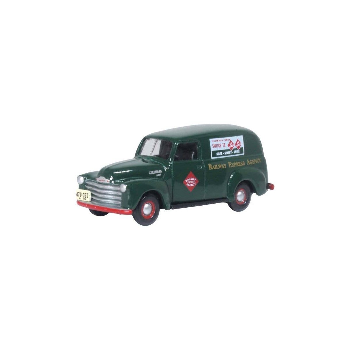 1950 Chevrolet 3100 Panel Van - Assembled -- Railway Express Agency REA (green), HO, Oxford Diecast 87CV50005